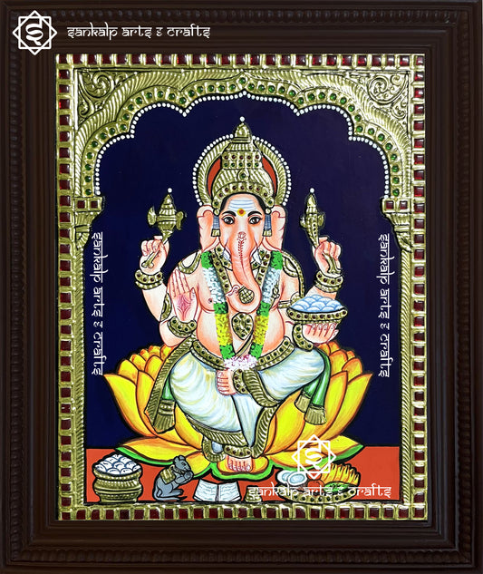 Vinayagar Tanjore Painting - Lotus