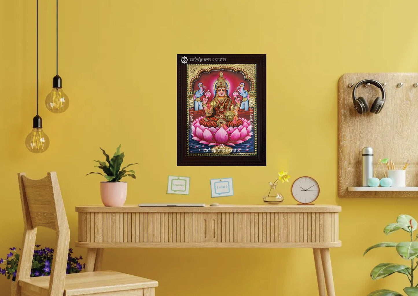 A stunning 3D Tanjore painting of Goddess Mahalakshmi, bringing divine elegance to home decor. Available in Chennai & Bangalore.