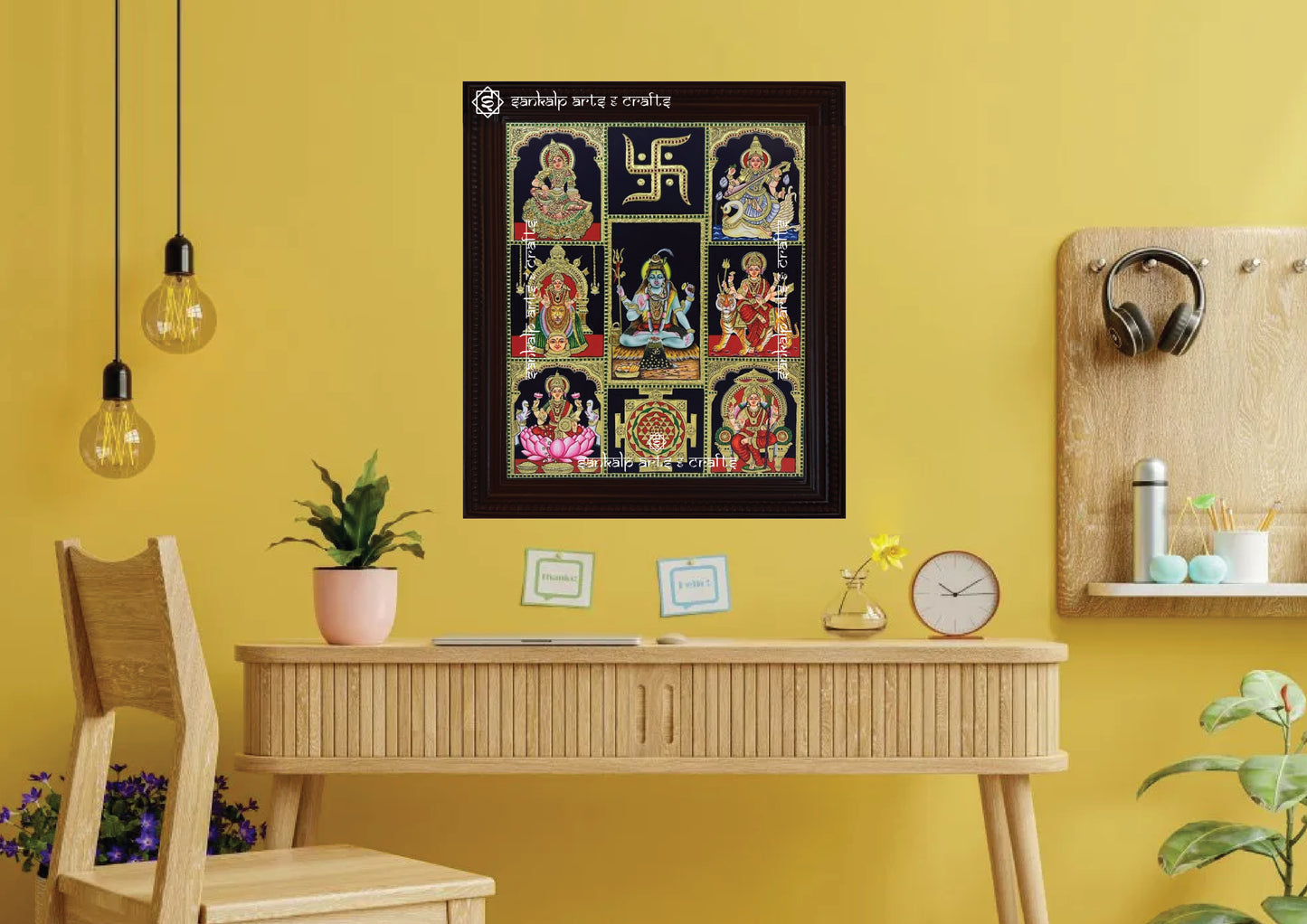 A personalized Tanjore painting with intricate gold work, crafted to adorn pooja rooms and spiritual spaces in Chennai & Bangalore.