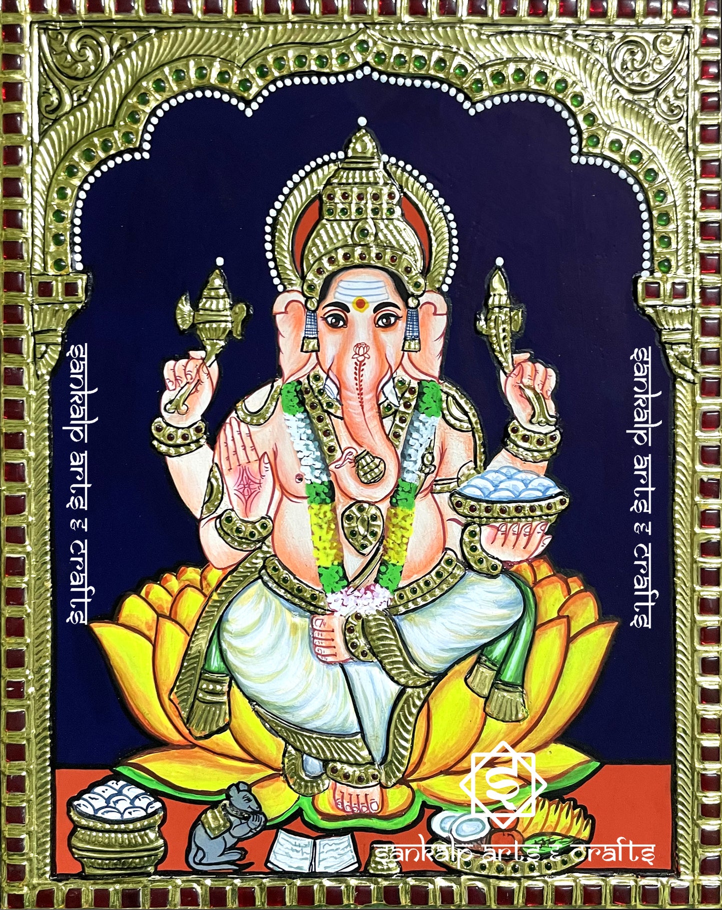 Vinayagar Tanjore Painting - Lotus
