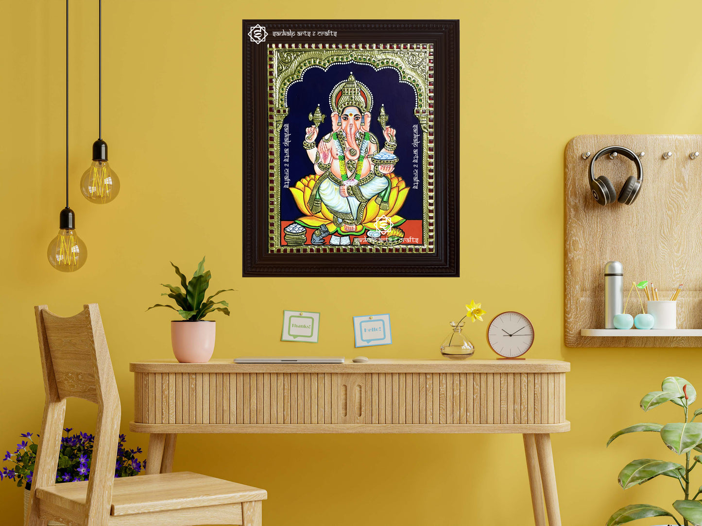 Vinayagar Tanjore Painting - Lotus