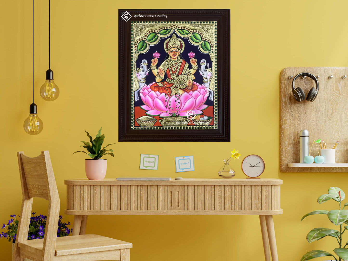 Mahalakshmi Tanjore Painting - Red Saree