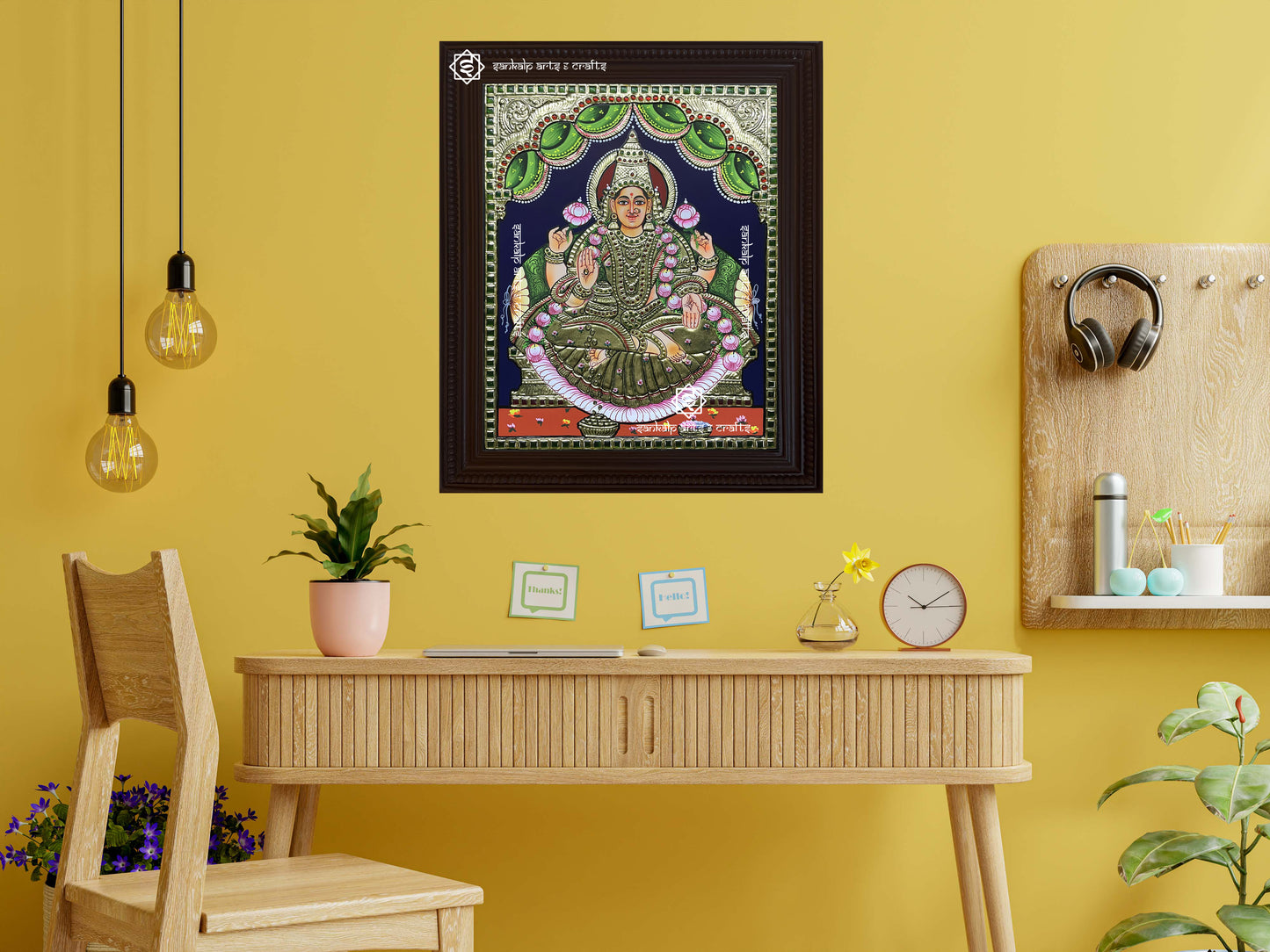 Lakshmi Tanjore Painting - Gold Saree
