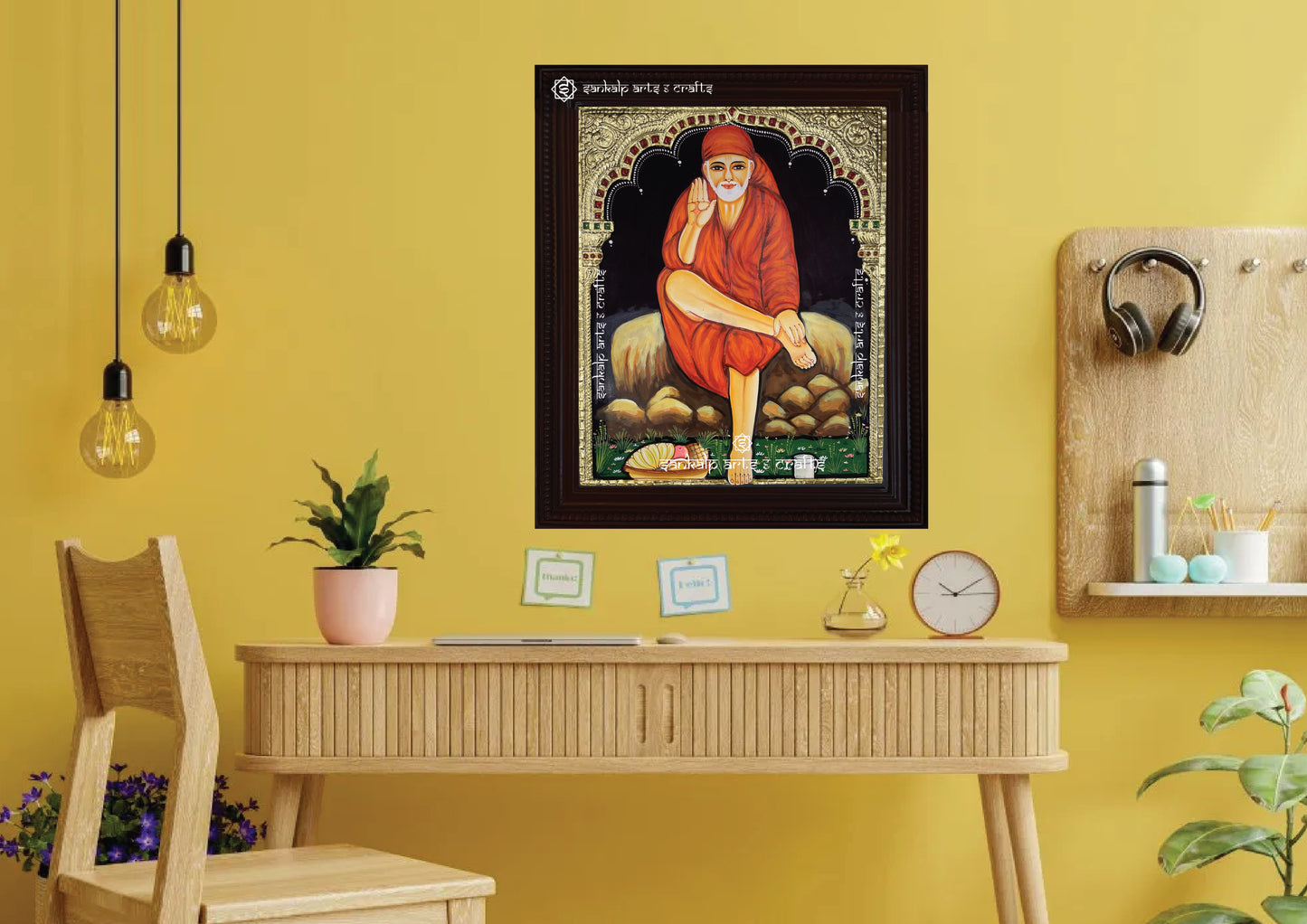 A divine Tanjore painting of Shirdi Saibaba, adding blessings and positive energy to home decor. Available in Chennai & Bangalore.
