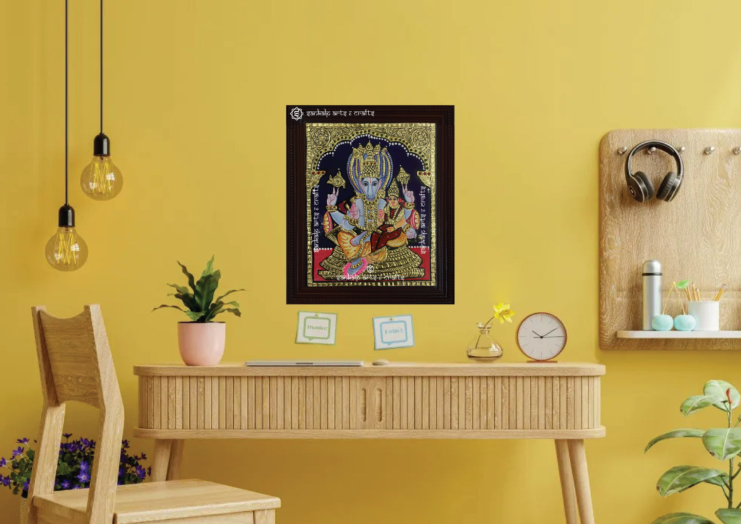 A beautifully framed Hayagriva Tanjore painting, ideal for enhancing home and office decor in Chennai & Bangalore.
