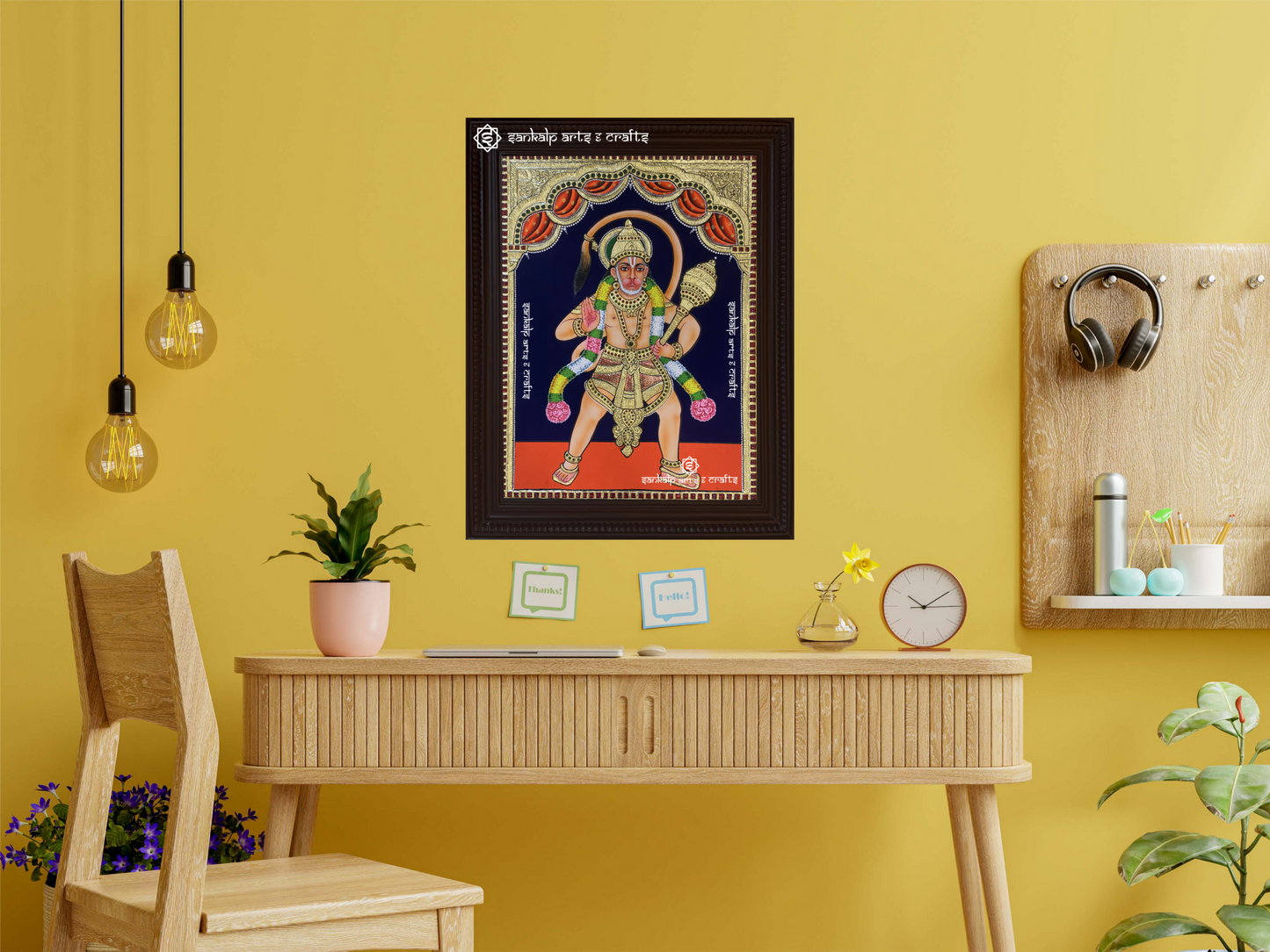 Abhaya Anjaneya Swamy Tanjore Painting