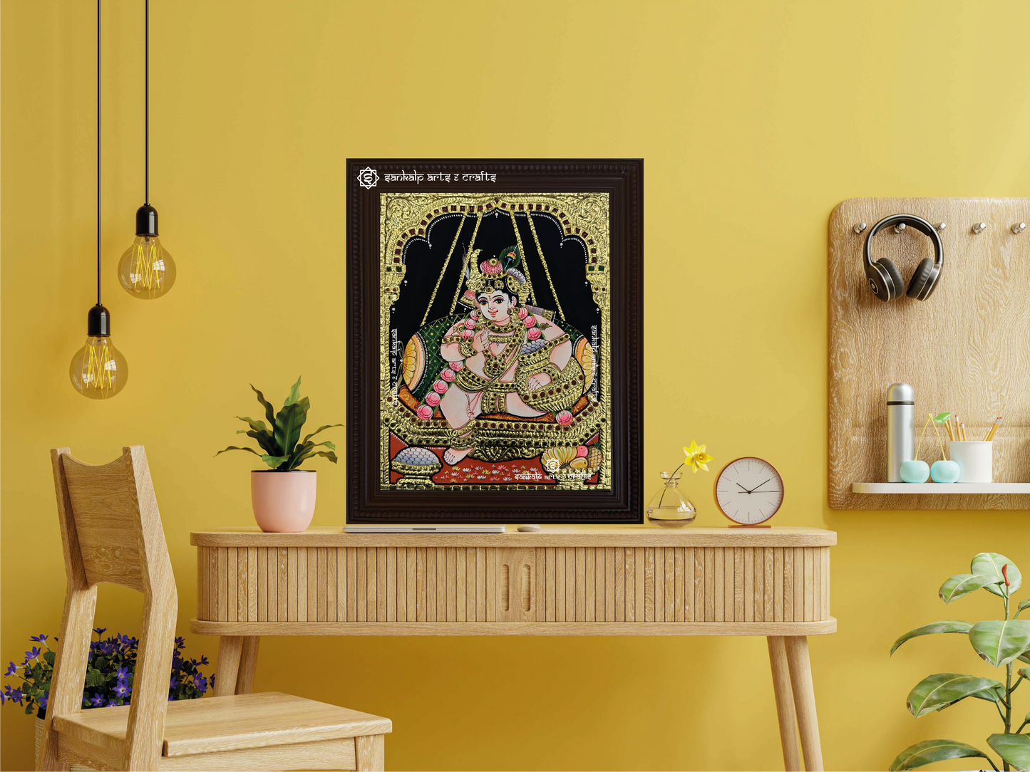 Oonjal Butter Krishna Tanjore Painting