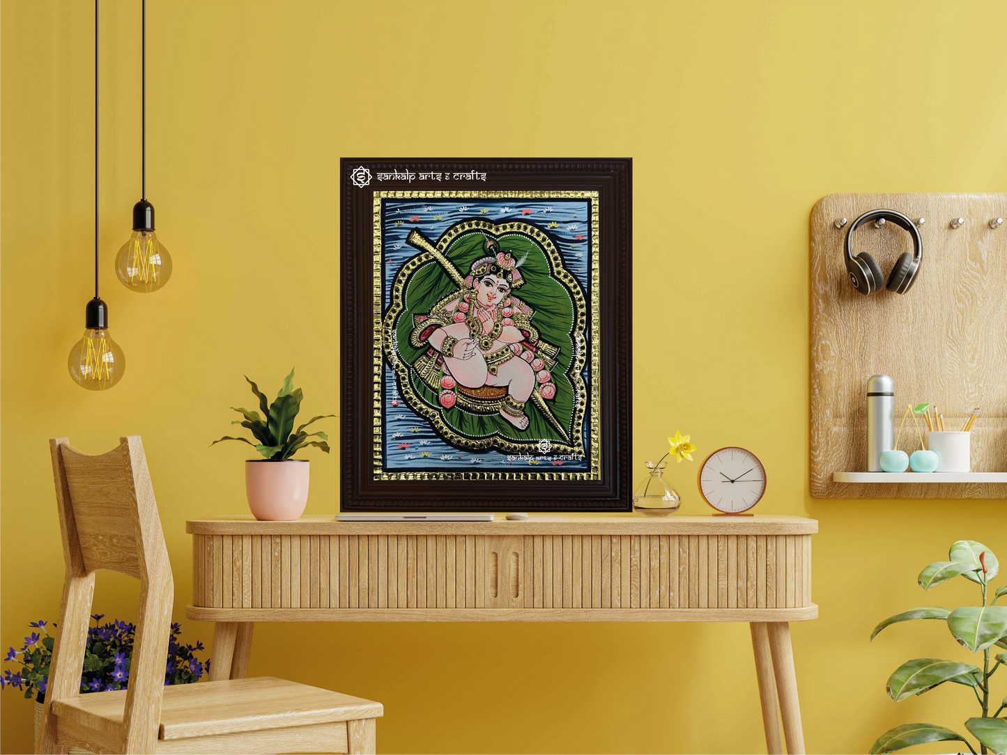 Leaf Krishna Tanjore Painting
