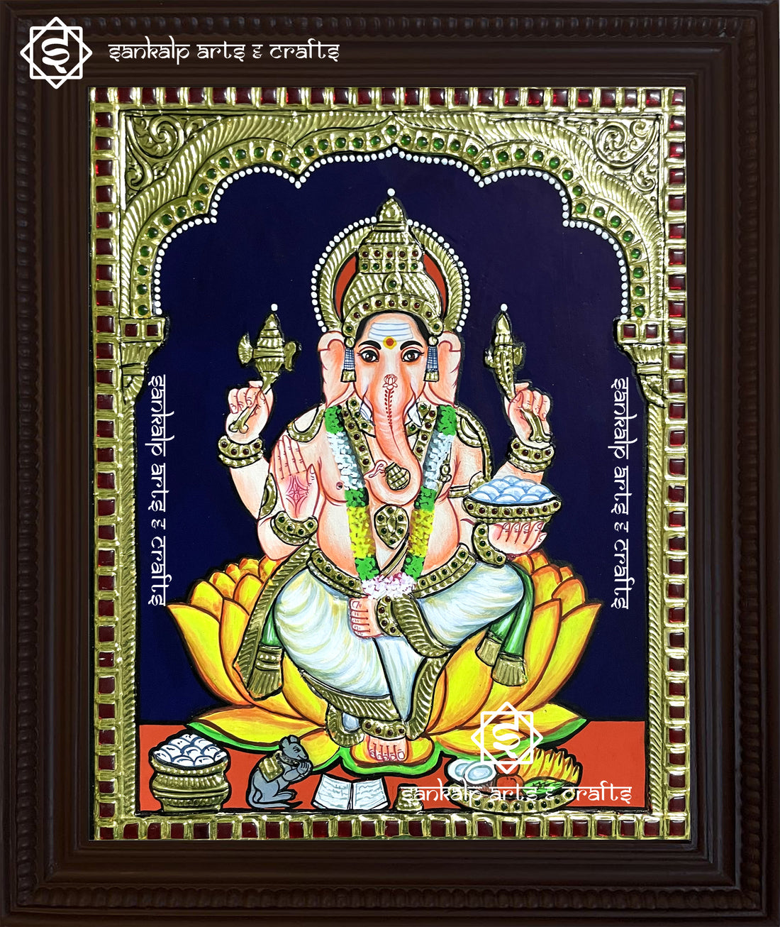 Vinayagar Tanjore Painting - Lotus - House of Tanjore paintings ...