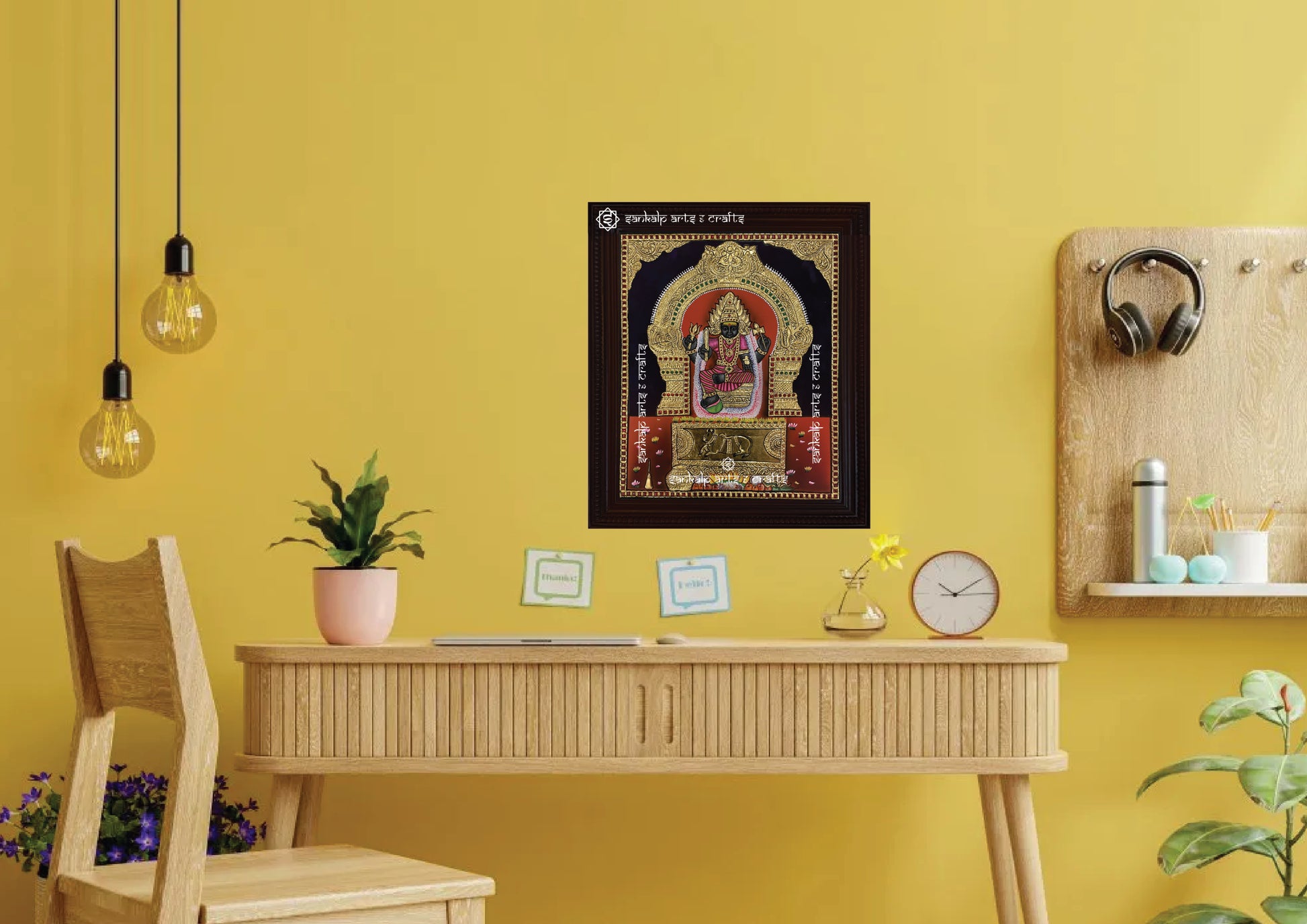 A beautifully detailed Angalamman Tanjore painting, perfect for spiritual spaces or wall decor. Ideal for homes in Chennai & Bangalore.

