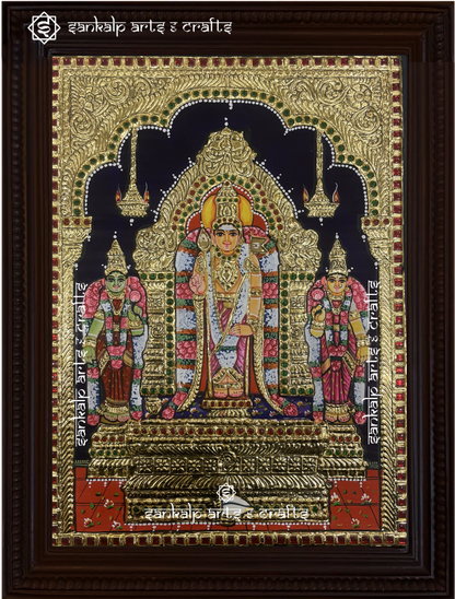 A stunning set of 6 Tanjore paintings depicting Lord Murugan’s Arupadai Veedu, intricately designed with gold foil detailing. A divine decor piece for homes in Chennai & Bangalore.

