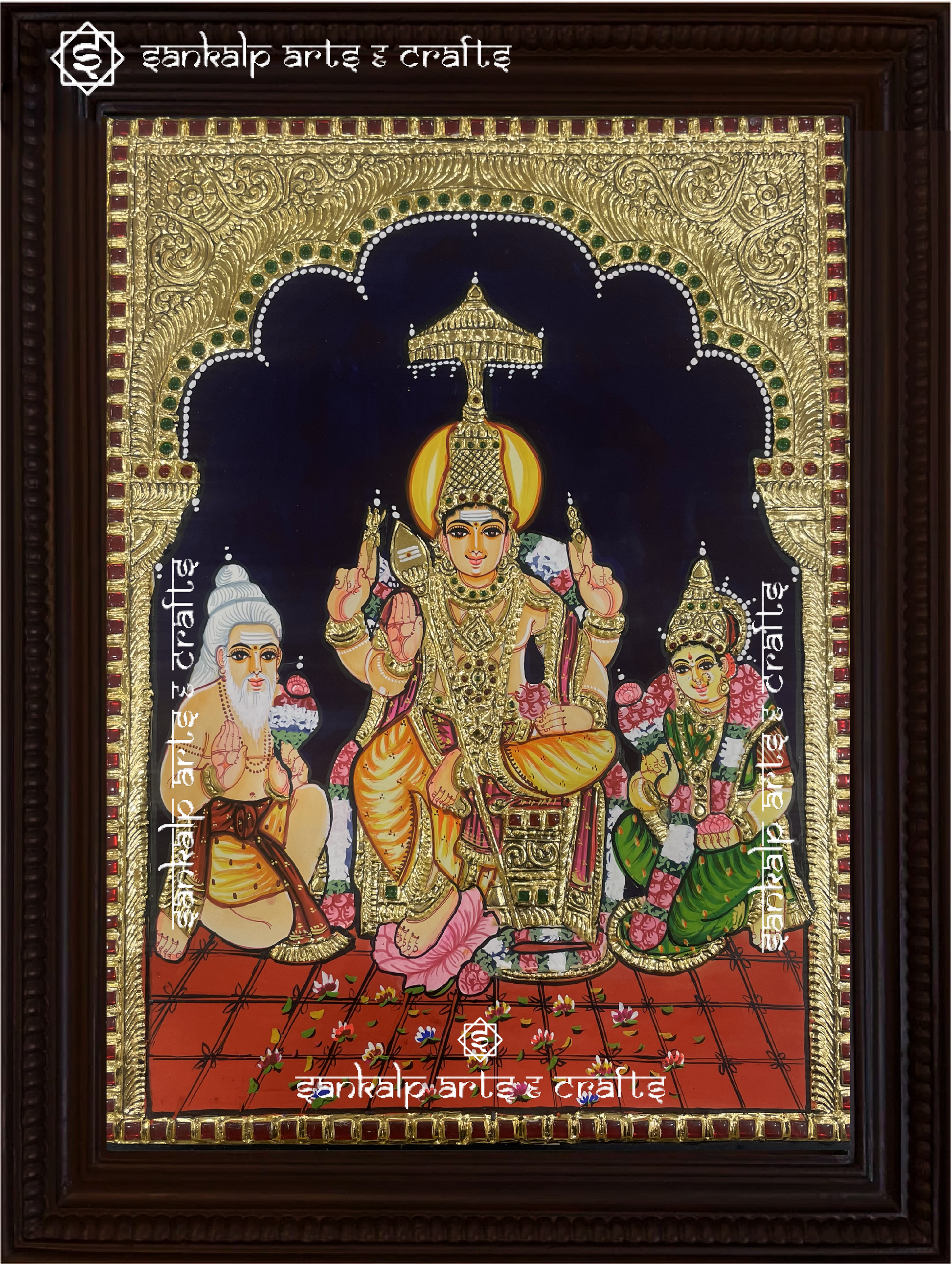 A spiritual set of 6 Tanjore paintings of Arupadai Murugan, enhancing divine energy in home decor. Available in Chennai & Bangalore.

