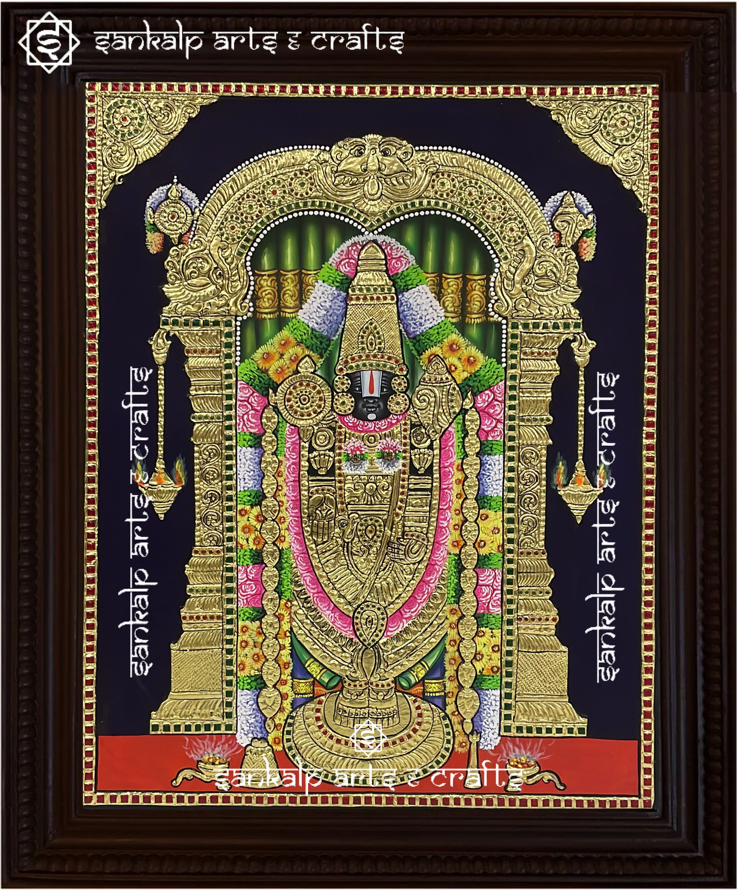 A stunning Balaji Tanjore painting with rich gold foil work, enhancing home decor and spiritual ambiance in Chennai & Bangalore.

