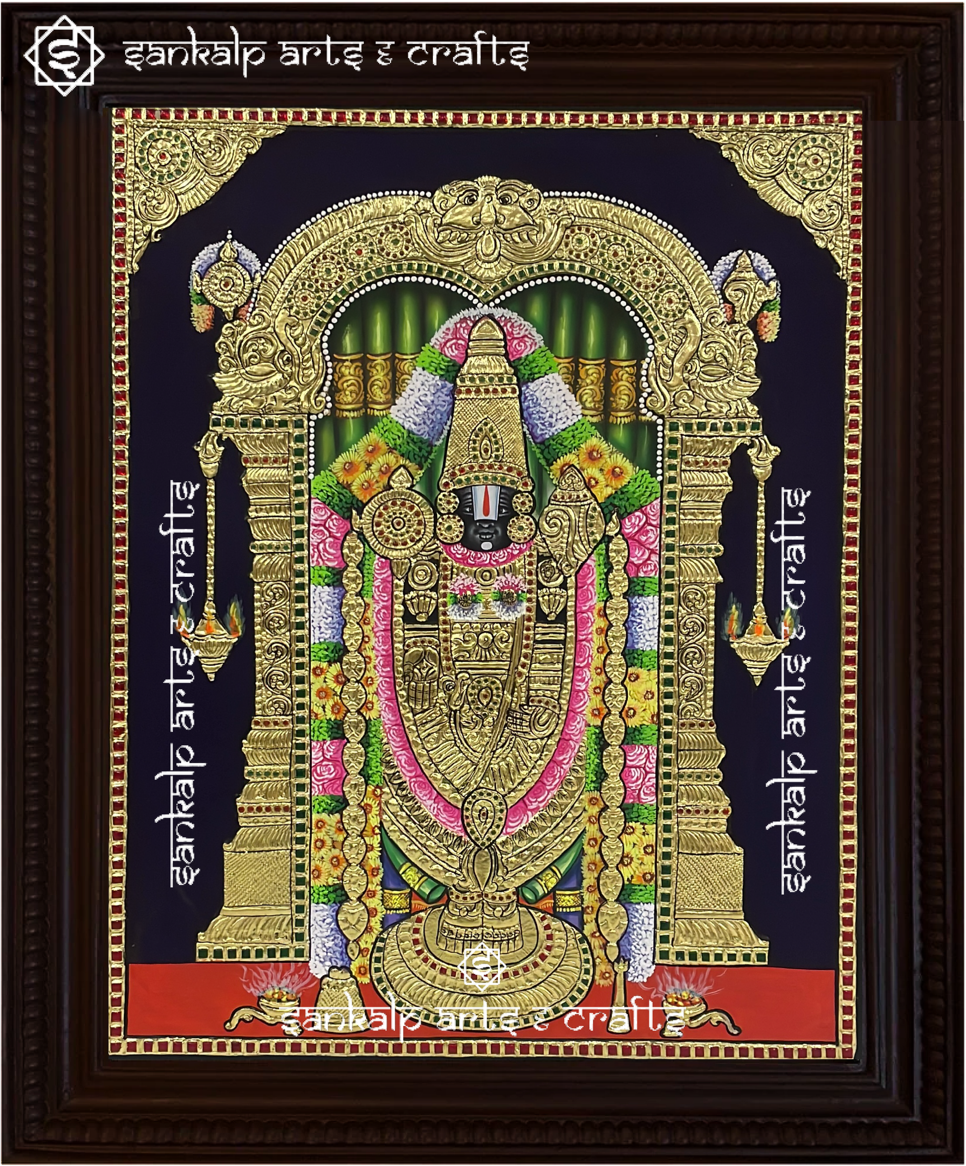 A stunning Balaji Tanjore painting with rich gold foil work, enhancing home decor and spiritual ambiance in Chennai & Bangalore.


