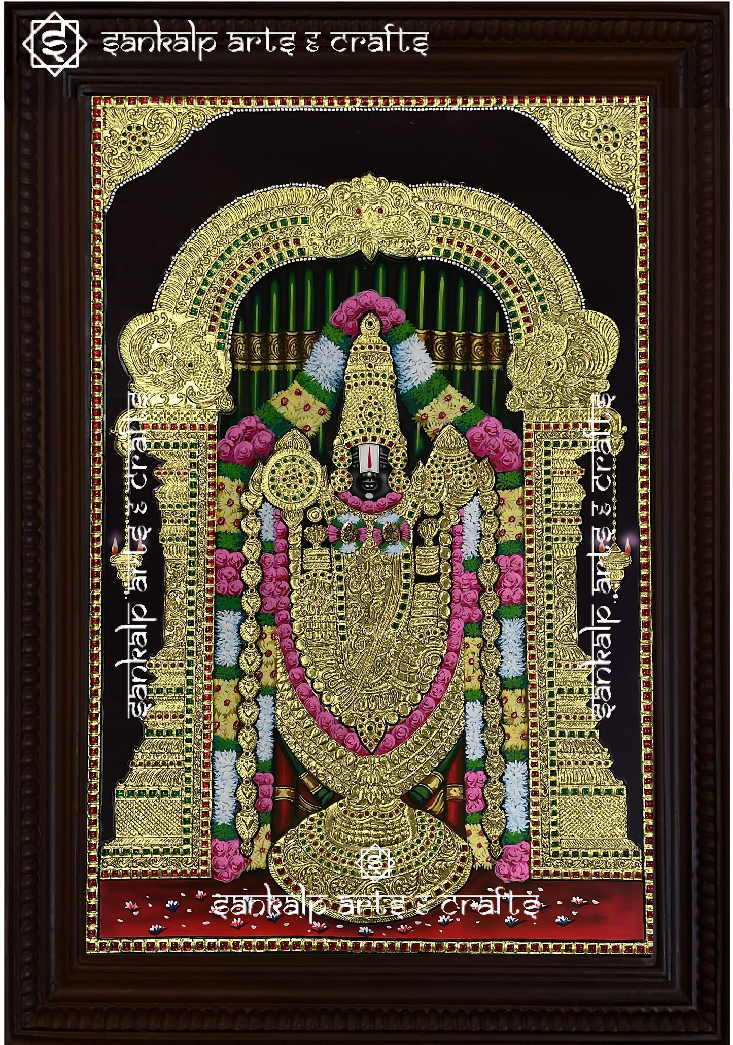 A divine Balaji Tanjore painting with intricate gold foil detailing, perfect for home decor and pooja rooms in Chennai & Bangalore.

