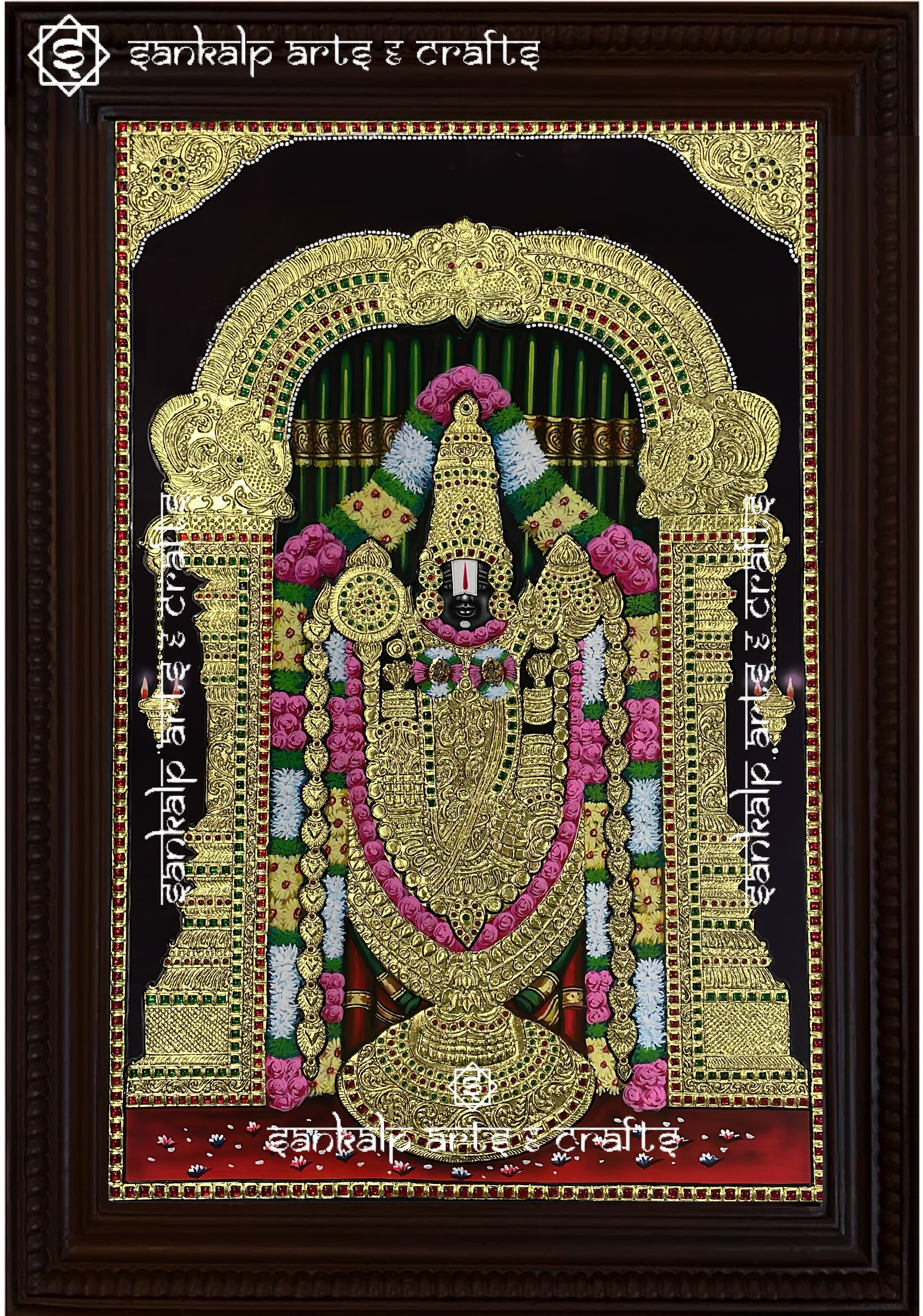 A divine Balaji Tanjore painting with intricate gold foil detailing, perfect for home decor and pooja rooms in Chennai & Bangalore.

