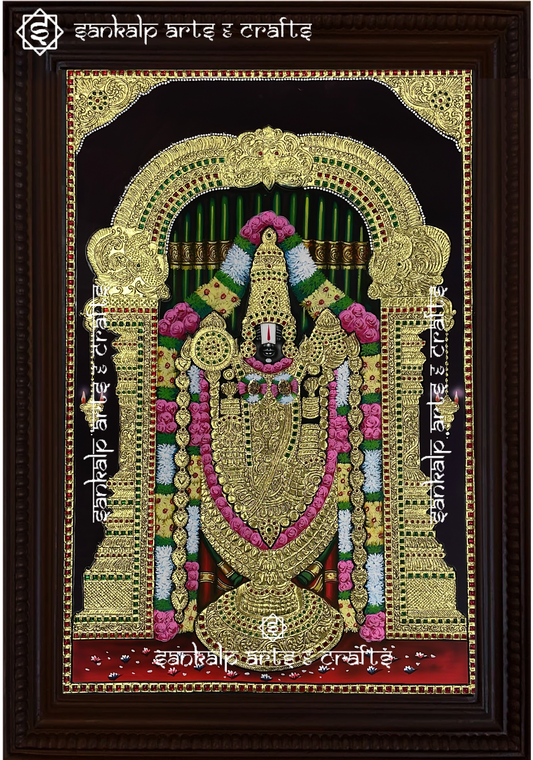 A divine Balaji Tanjore painting with intricate gold foil detailing, perfect for home decor and pooja rooms in Chennai & Bangalore.

