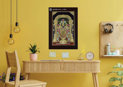 A stunning Tanjore painting of Lord Balaji, bringing divine elegance and blessings to home decor. Available in Chennai & Bangalore.

