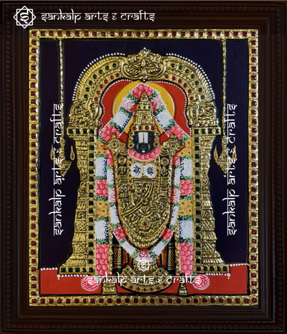 This antique-style Tanjore painting beautifully depicts Lord Balaji, bringing blessings and prosperity to homes in Chennai & Bangalore.


