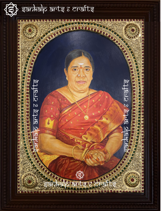 A personalized antique-style Tanjore painting, meticulously handcrafted with gold foil detailing, perfect for home decor in Chennai & Bangalore.

