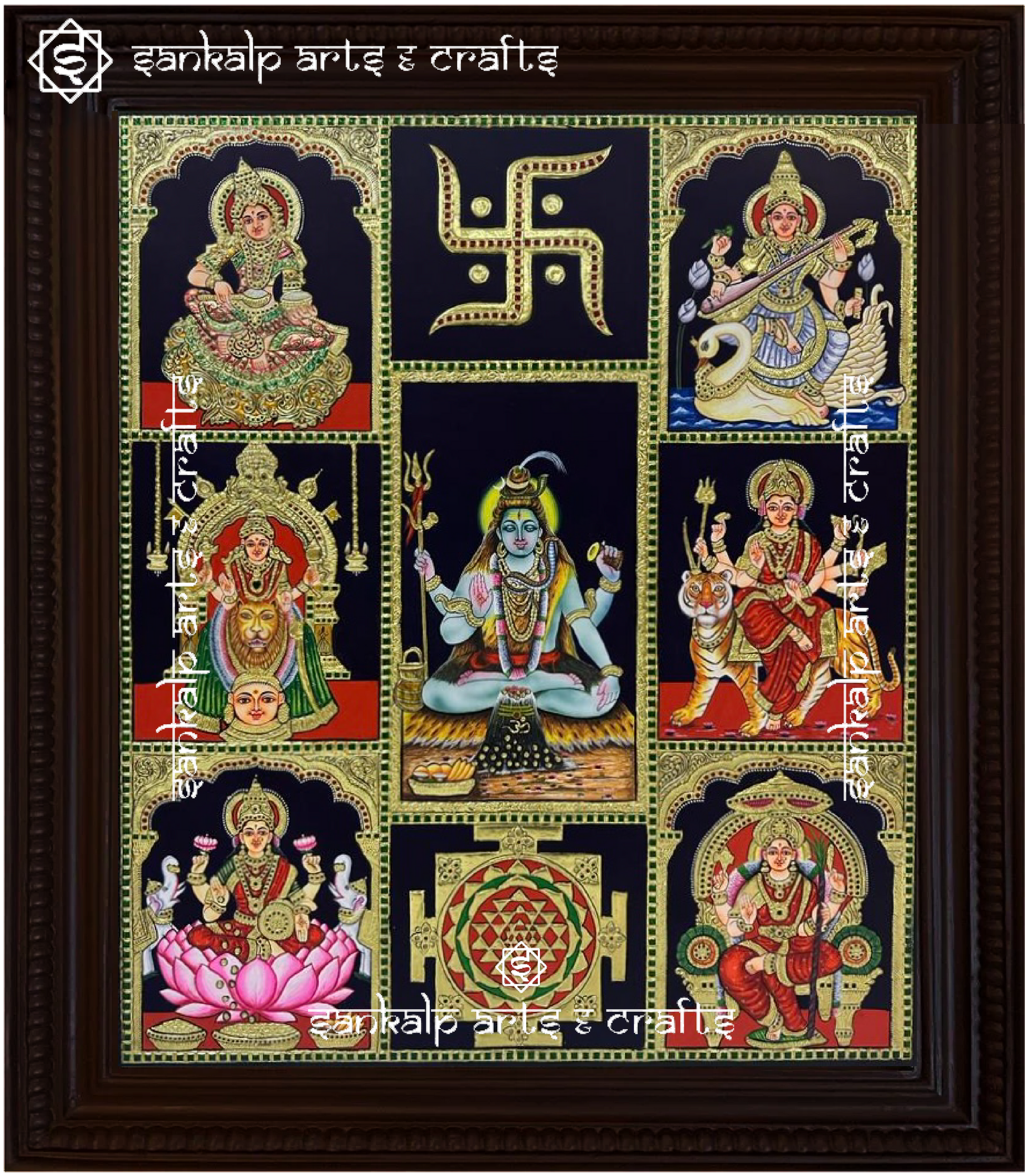 A beautifully handcrafted Tanjore painting, customized for your pooja room decor in Chennai & Bangalore, enhancing spiritual ambiance.

