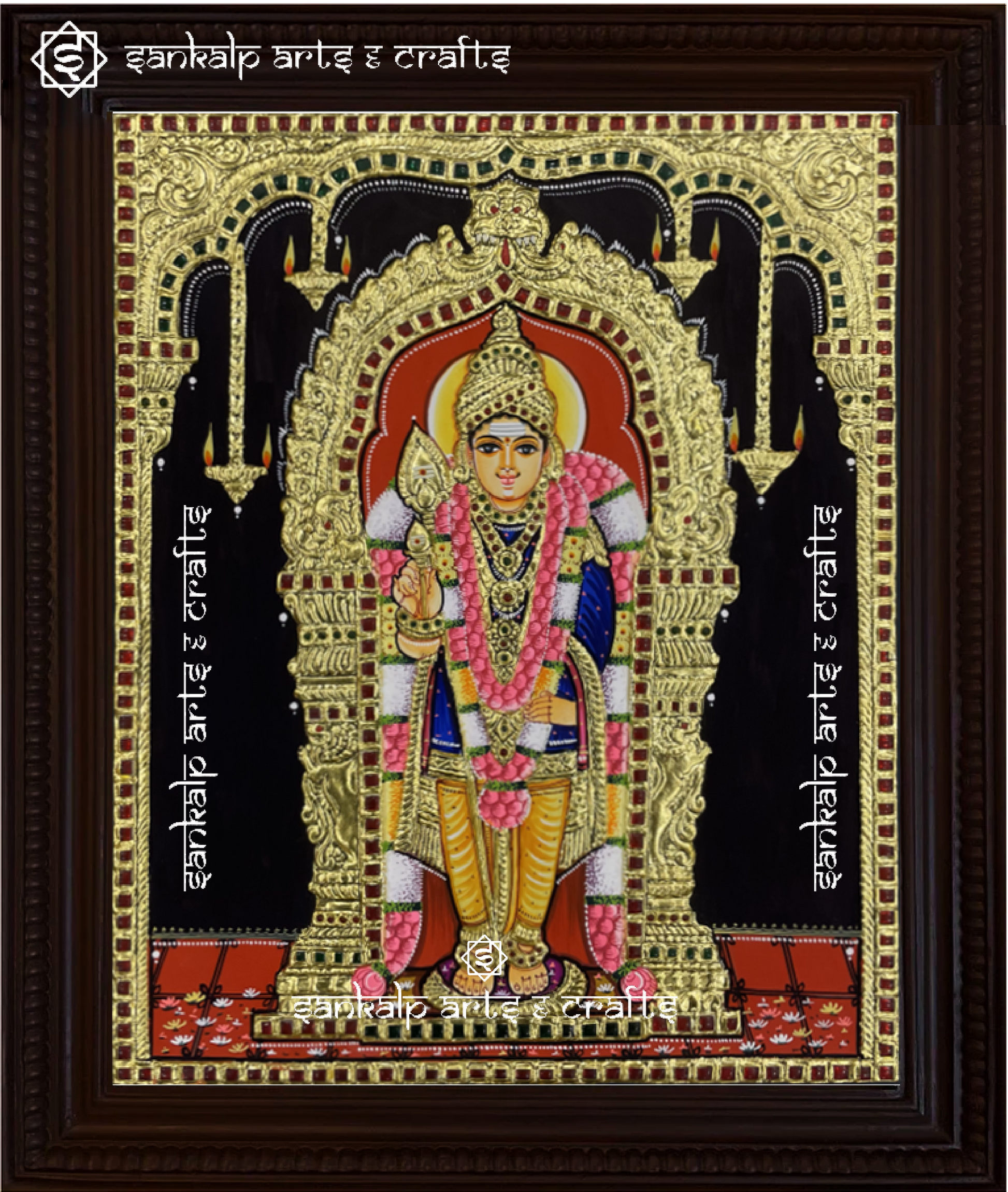 This Palani Murugan Tanjore painting radiates divine energy, ideal for pooja rooms and home decor in Chennai & Bangalore.