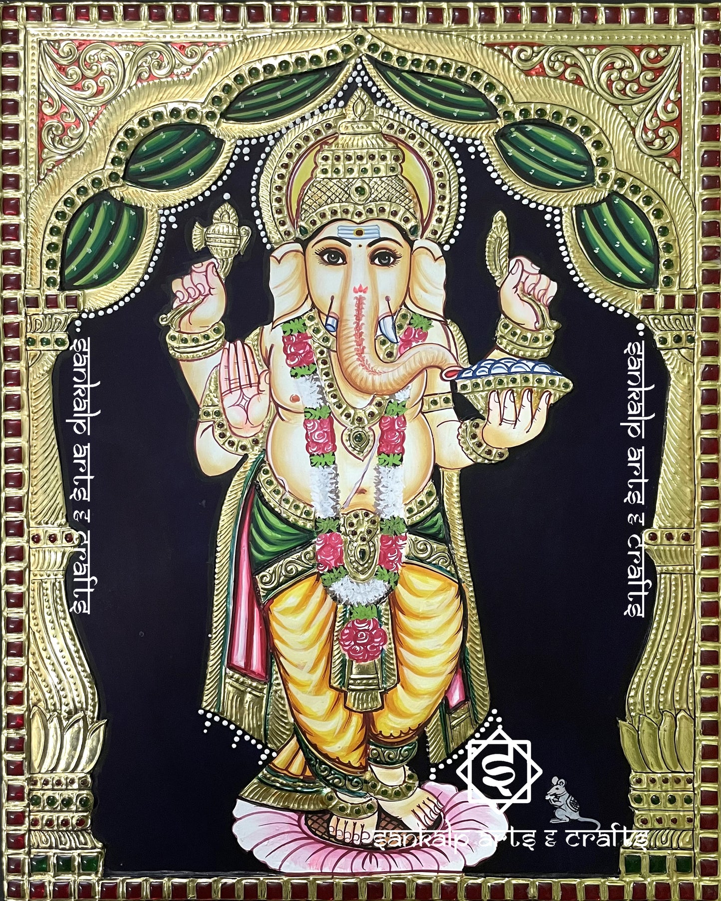 Standing Ganesha Tanjore Painting