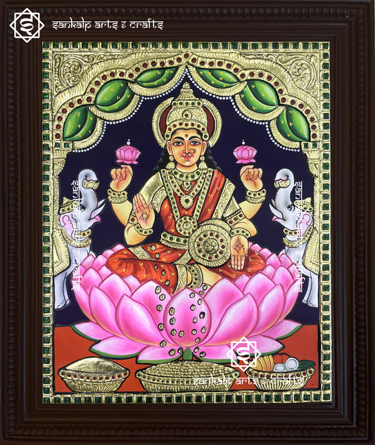 Mahalakshmi Tanjore Painting - Red Saree