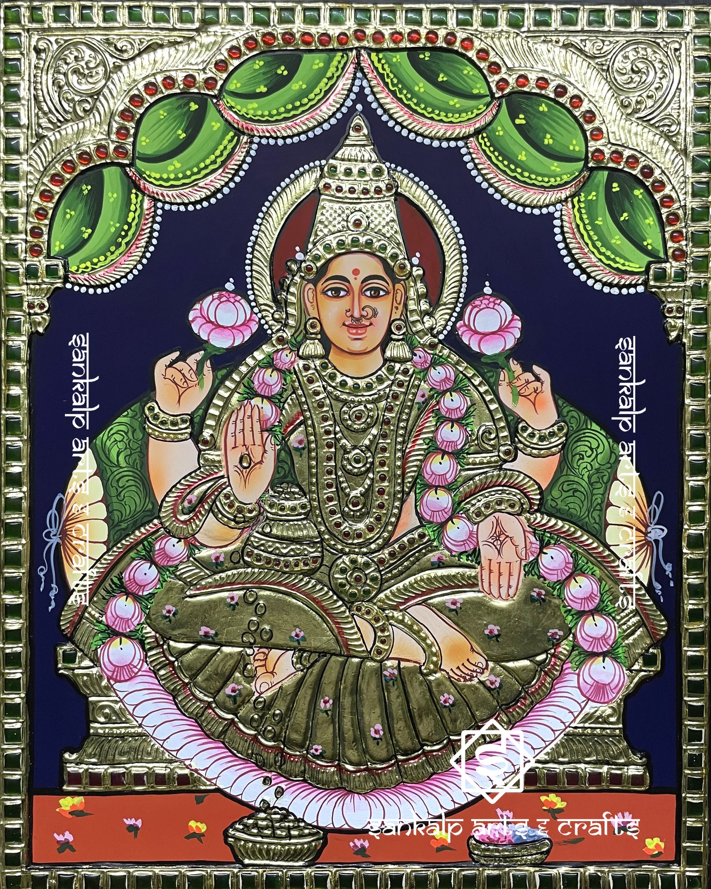 Lakshmi Tanjore Painting - Gold Saree