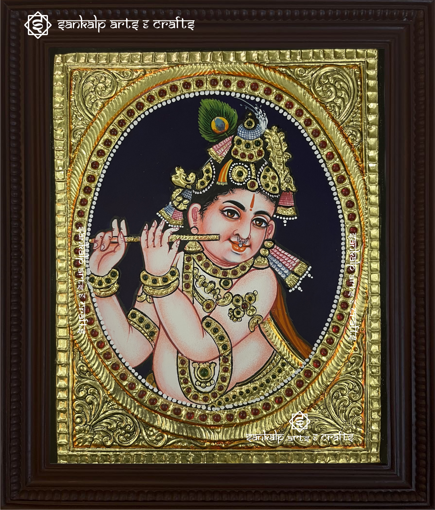 Flute Krishna Tanjore Painting