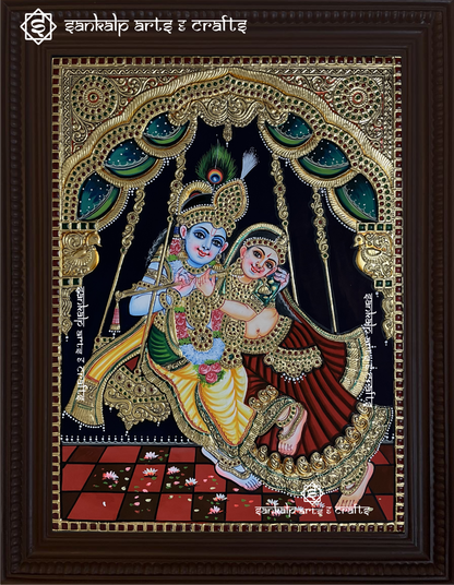 Jhula Radhe Krishna Tanjore Painting