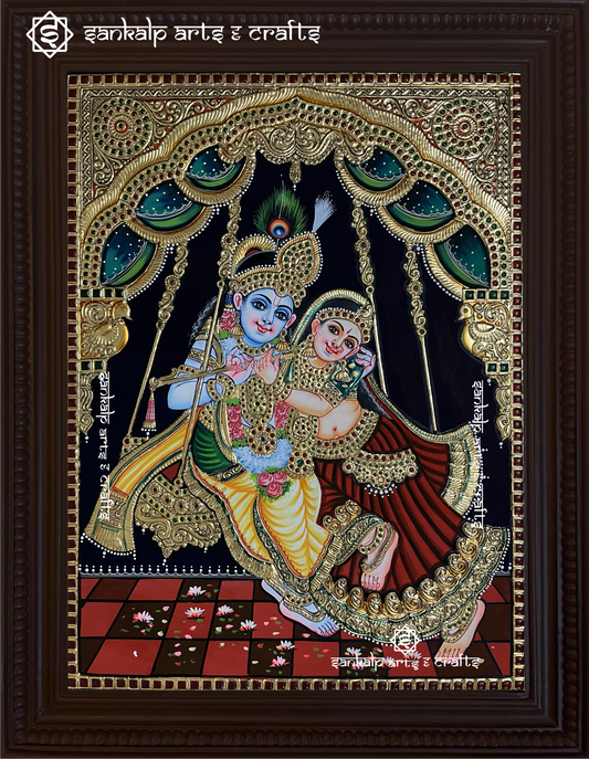 Jhula Radhe Krishna Tanjore Painting