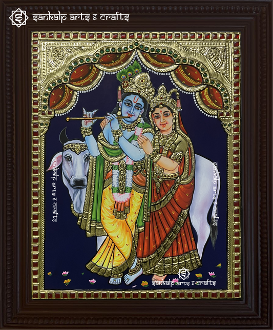 Flute Radhe Krishna Tanjore Painting