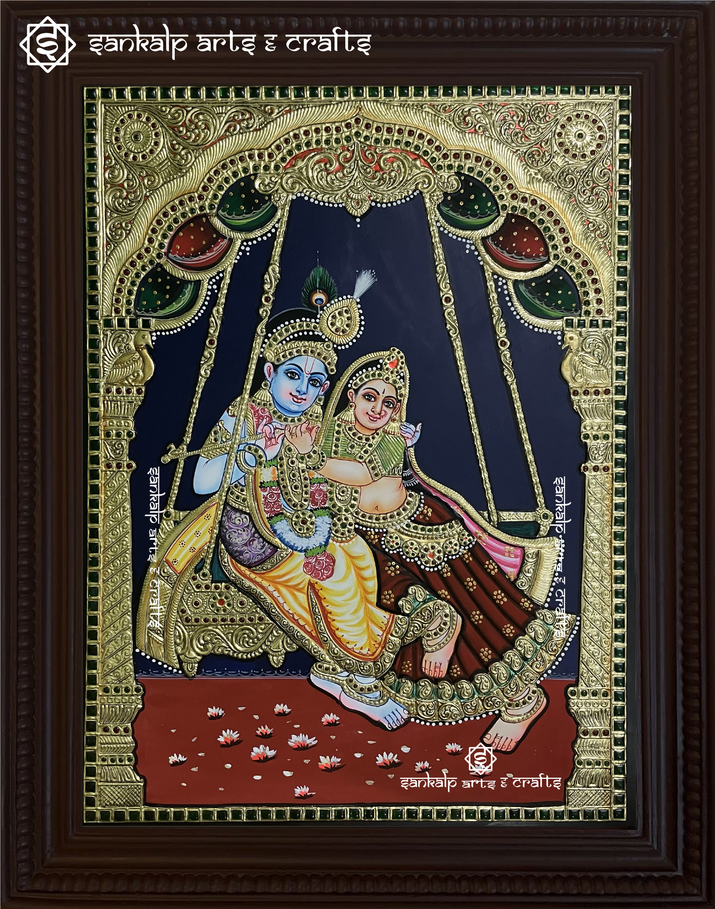 Jhula Radhe Krishna Tanjore Painting