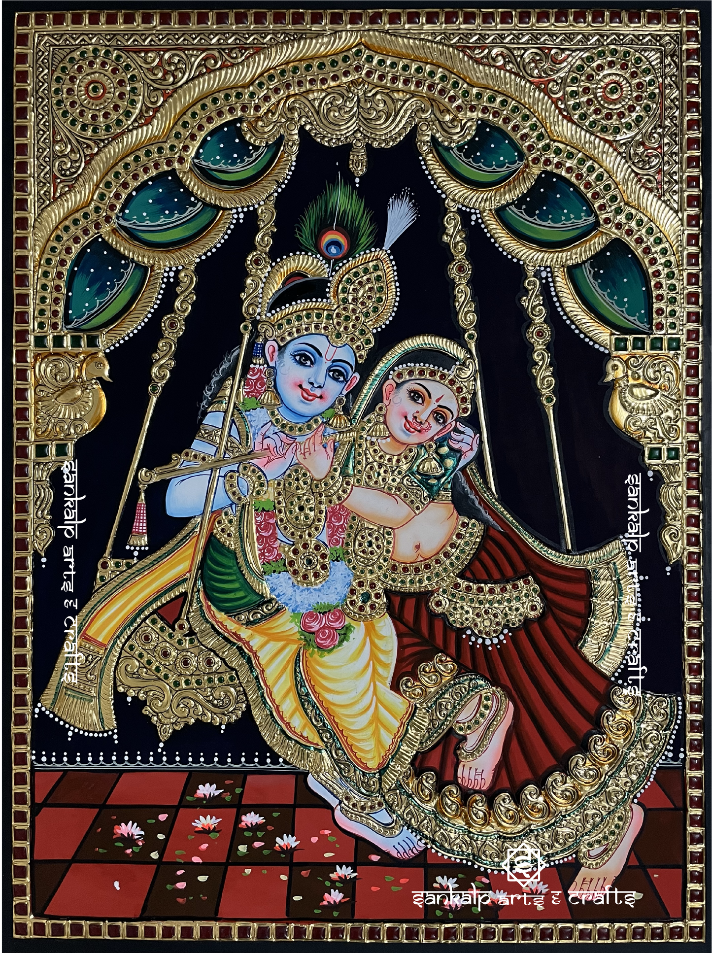 Jhula Radhe Krishna Tanjore Painting