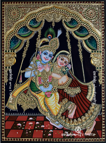 Jhula Radhe Krishna Tanjore Painting