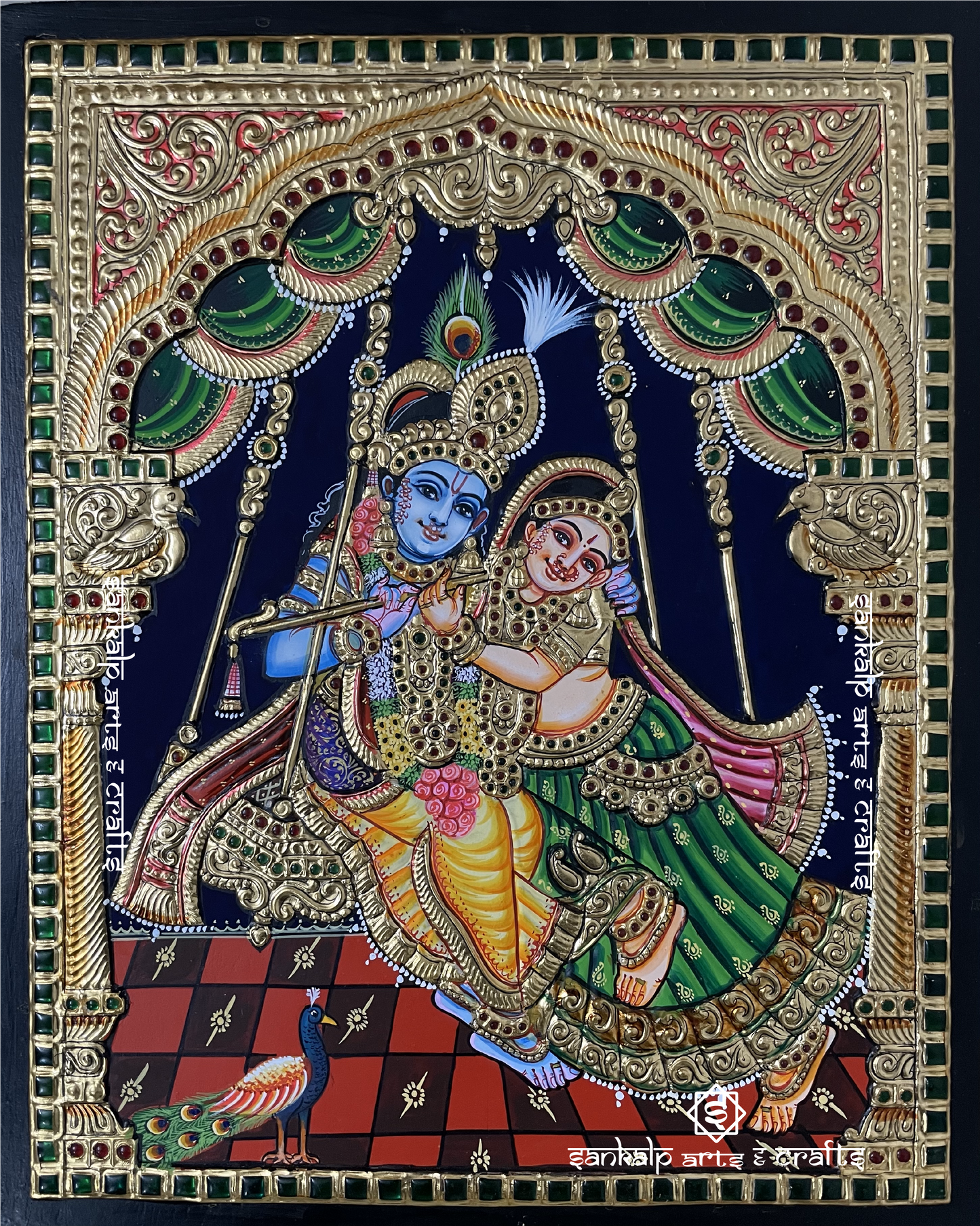 Jhula Radhe Krishna Tanjore Painting