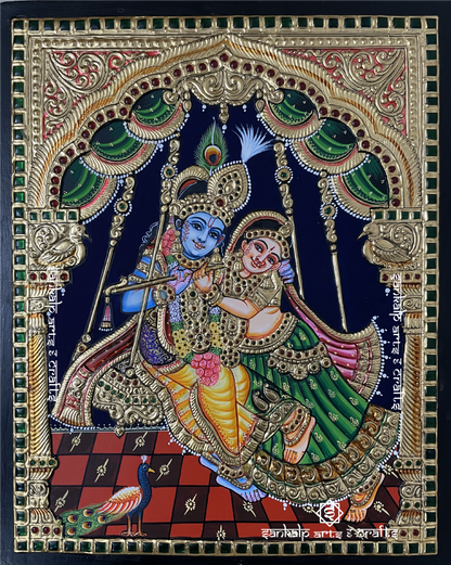 Jhula Radhe Krishna Tanjore Painting