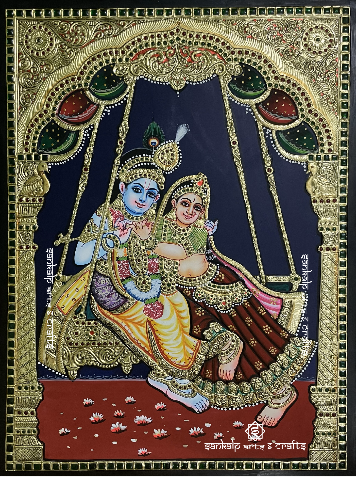 Jhula Radhe Krishna Tanjore Painting