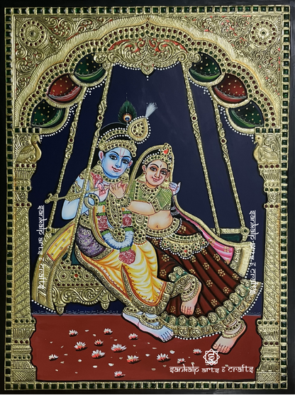 Jhula Radhe Krishna Tanjore Painting