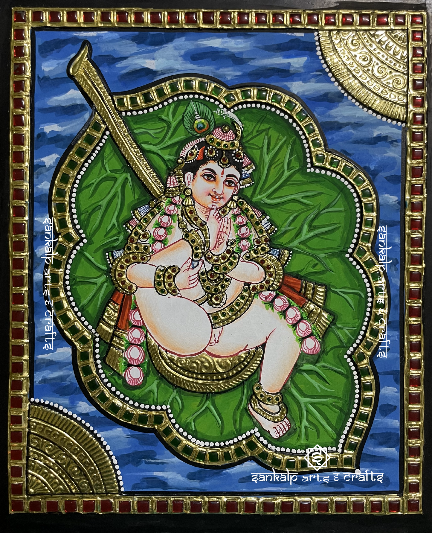 Leaf Krishna Tanjore Painting