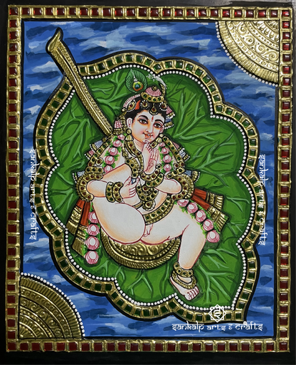 Leaf Krishna Tanjore Painting