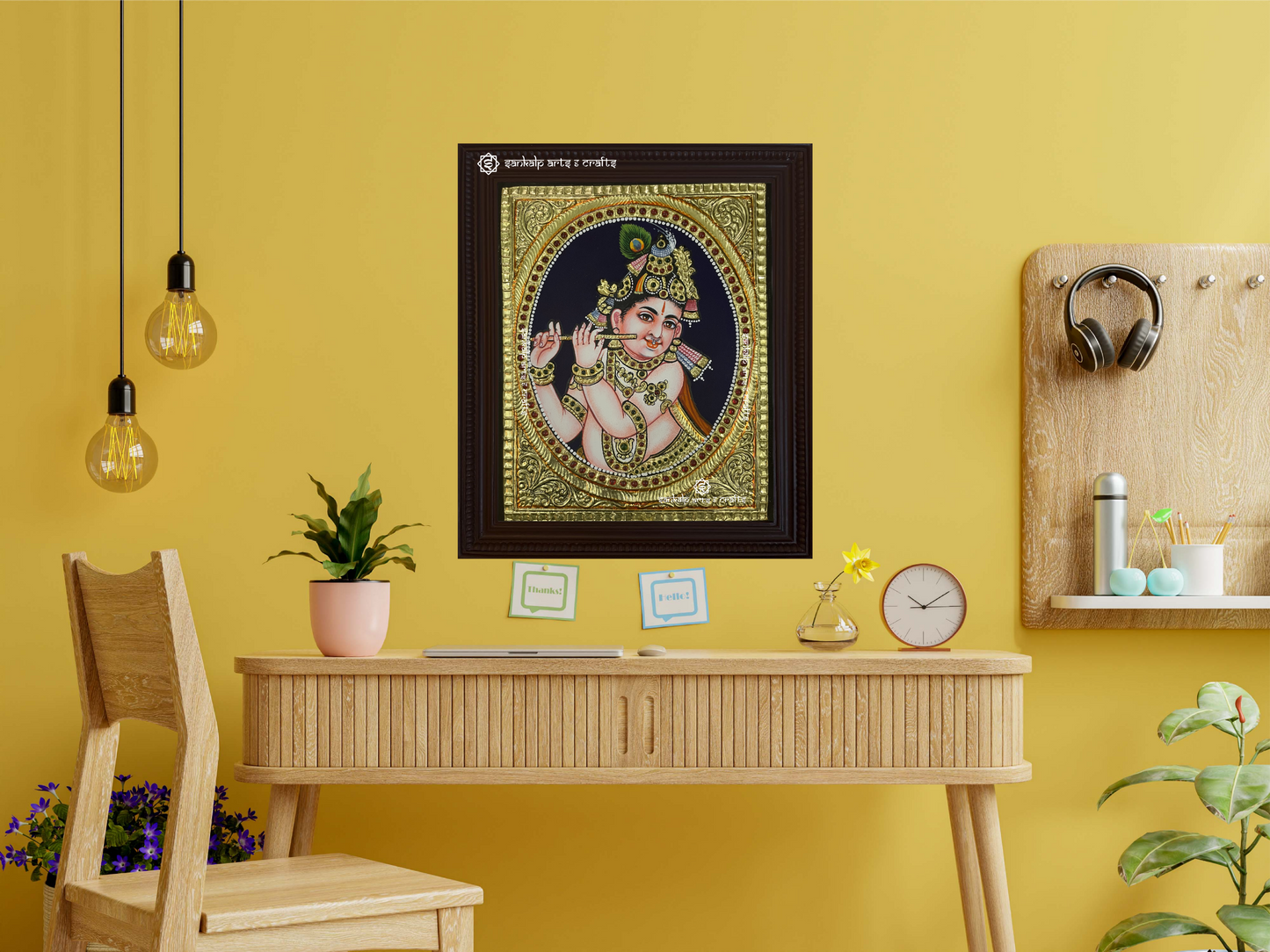 Flute Krishna Tanjore Painting