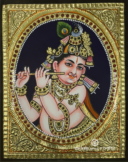 Flute Krishna Tanjore Painting