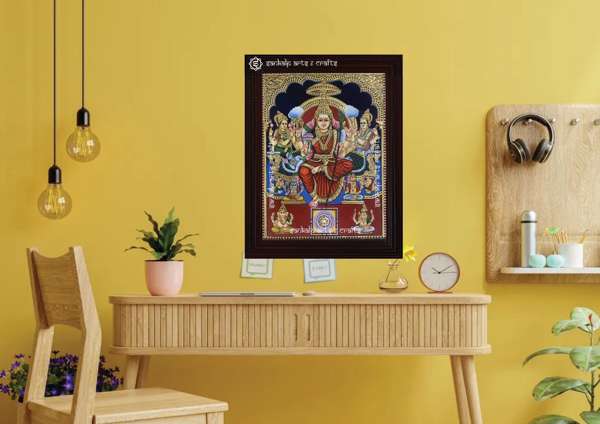 A stunning Tanjore painting of Goddess Lalitha Parameshwari, radiating divine beauty and blessings. Perfect for home decor in Chennai & Bangalore.

