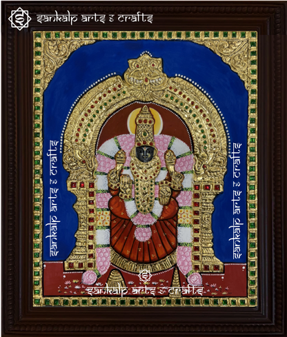 A divine antique-style Tanjore painting of Goddess Thayar, handcrafted with gold foil and rich detailing, perfect for home decor in Chennai & Bangalore.


