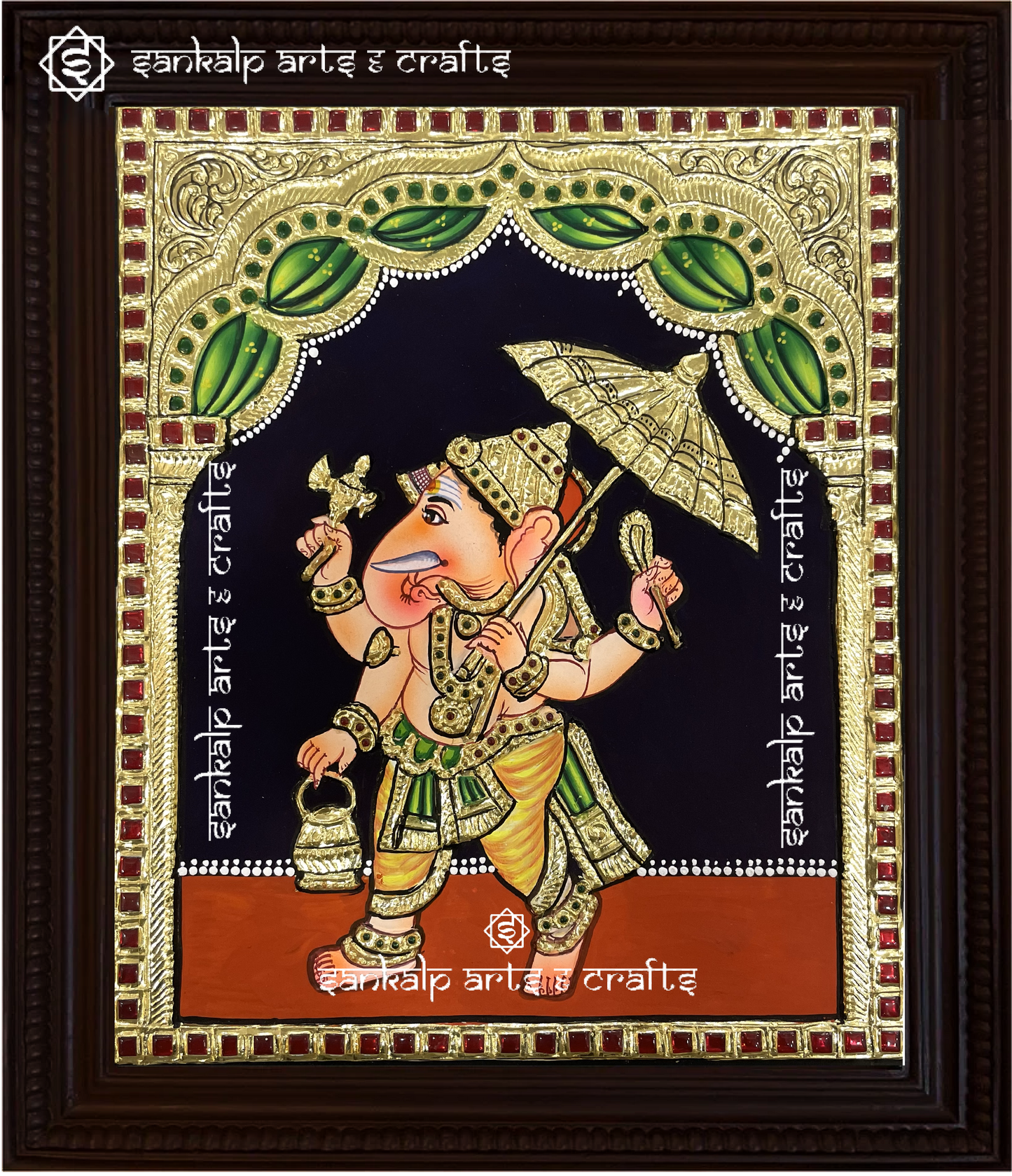 Kodai vinayagar tanjore painting / Umbrella Ganesha tanjore painting
