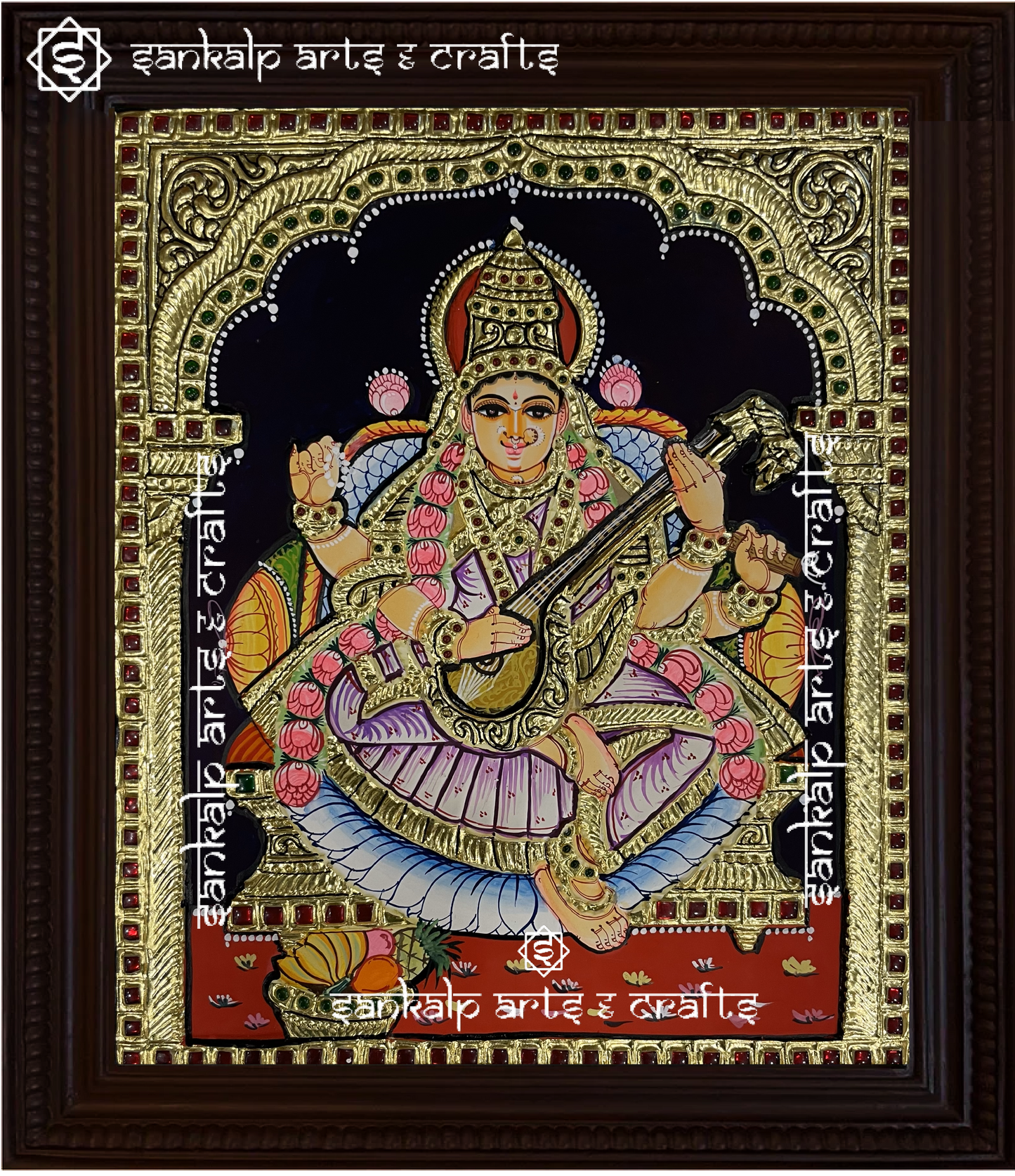 Saraswathi tanjore painting
