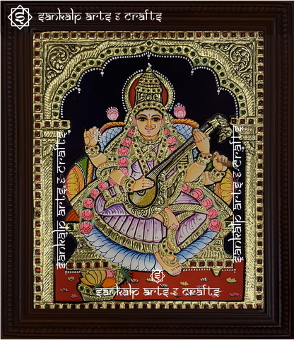 Saraswathi tanjore painting