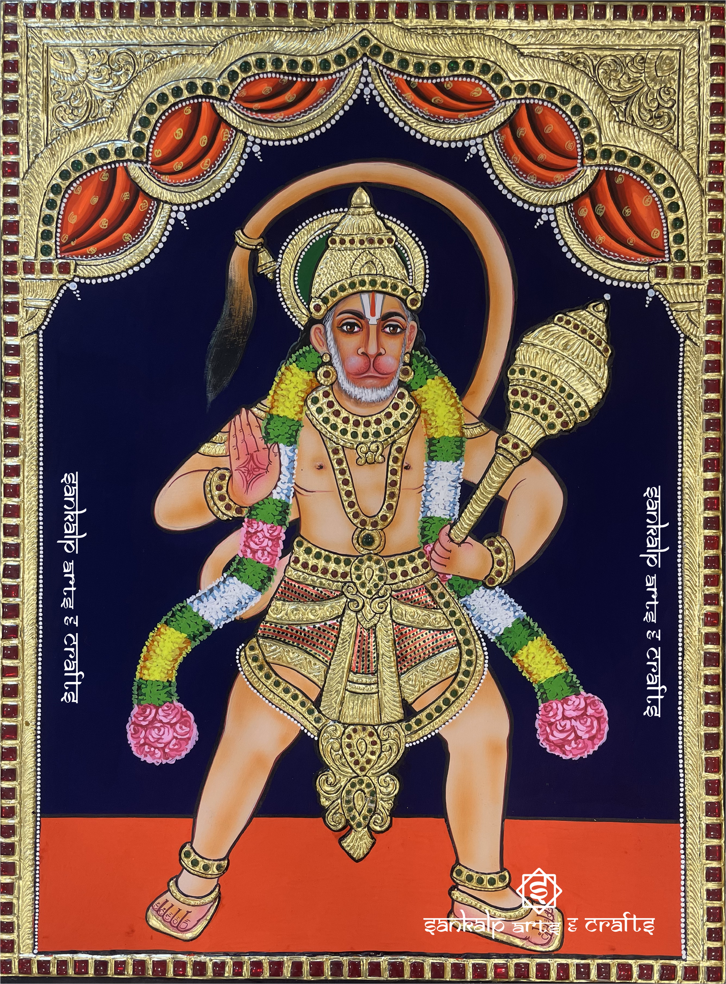 Abhaya Anjanaya Swamy Tanjore Painting